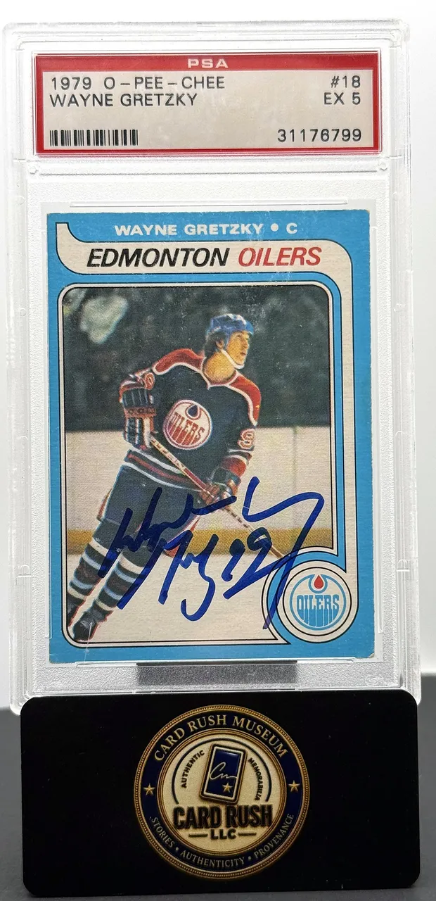 1979-80 O-Pee-Chee Wayne Gretzky #18 RC PSA EX 5 Autograph - PSA/PSA DNA Authentic