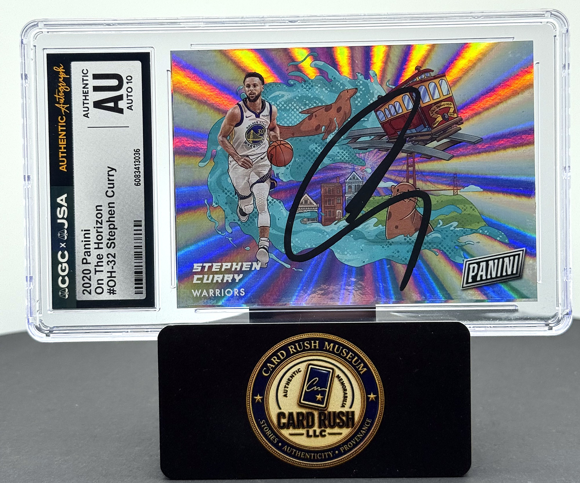 2020-21 Panini On the Horizon #OH-32 Stephen Curry Auto CGC/JSA Authentic Auto 10, front