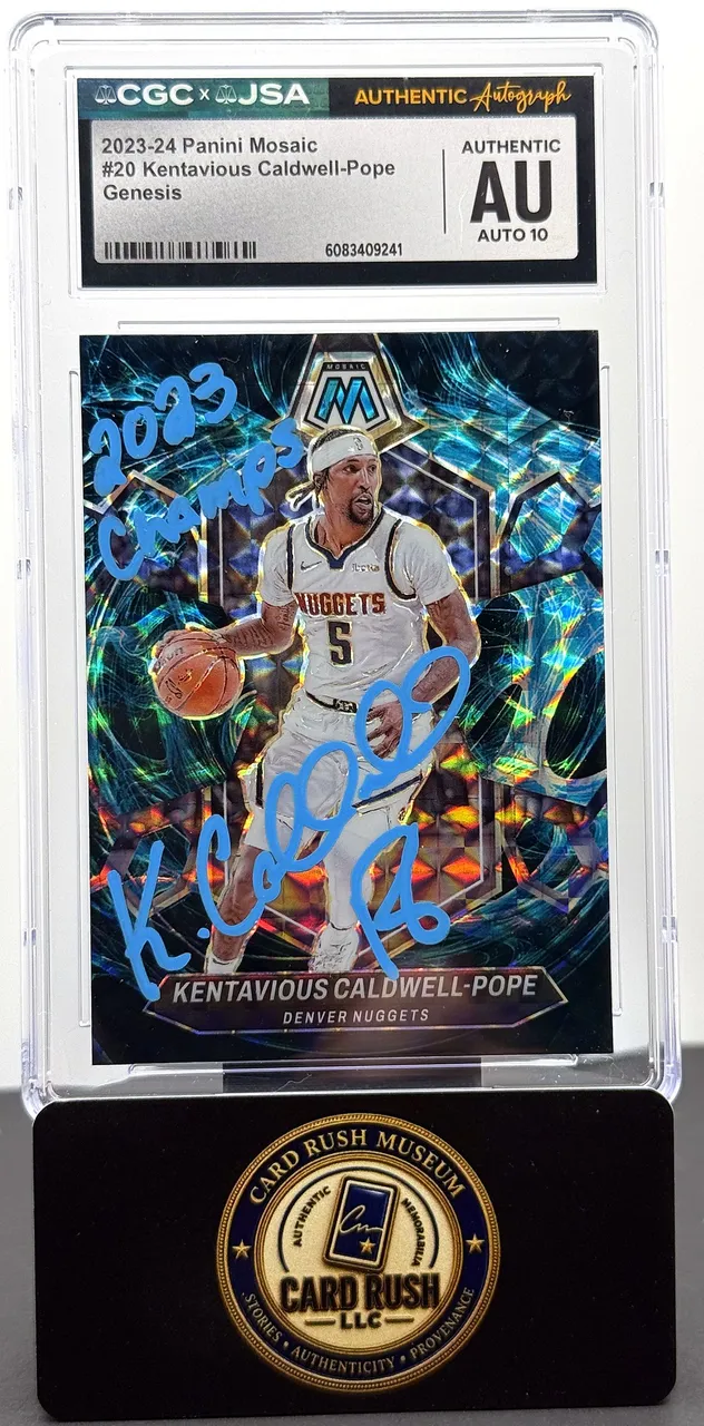 2023-24 Panini Mosaic Genesis Kentavious Caldwell-Pope #20 Auto CGC/JSA Authentic Autograph Auto 10 "2023 Champs" Inscription