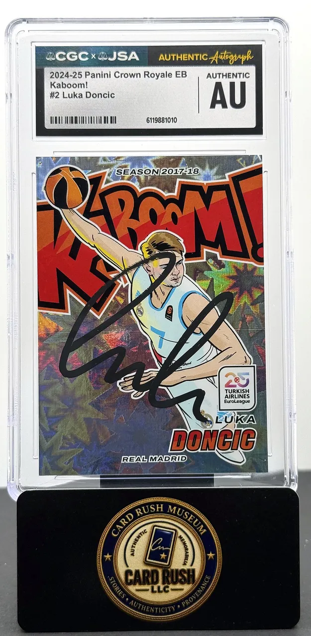 2024-25 Panini Crown Royale EuroLeague Basketball Kaboom! #2 Luka Doncic CGC/JSA Authentic Auto Real Madrid