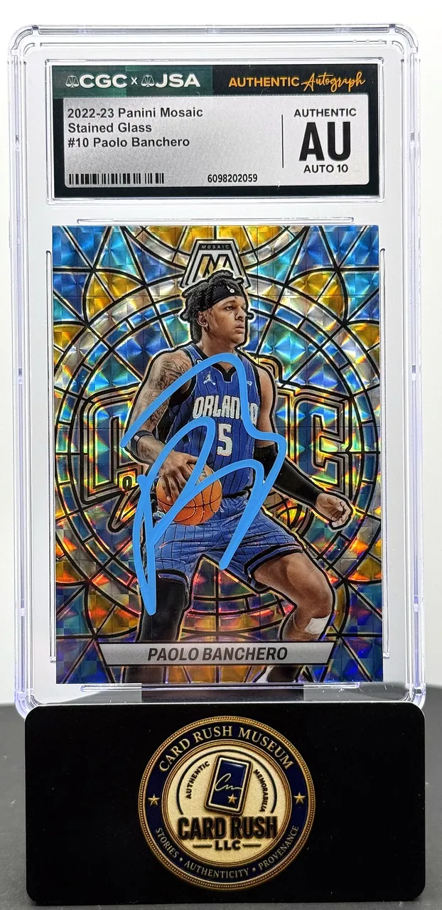 2022-23 Panini Mosaic Stained Glass #10 Paolo Banchero Autograph CGC/JSA Authentic Auto 10