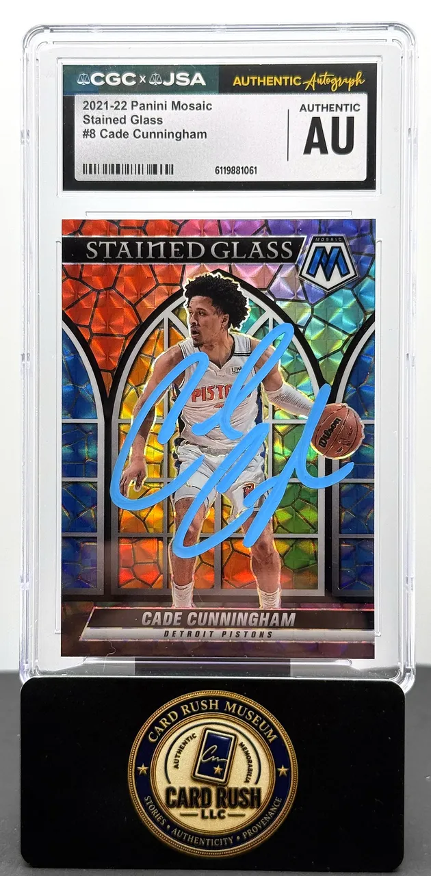 2021-22 Panini Mosaic Stained Glass #8 Cade Cunningham Auto RC CGC/JSA Authentic Autograph