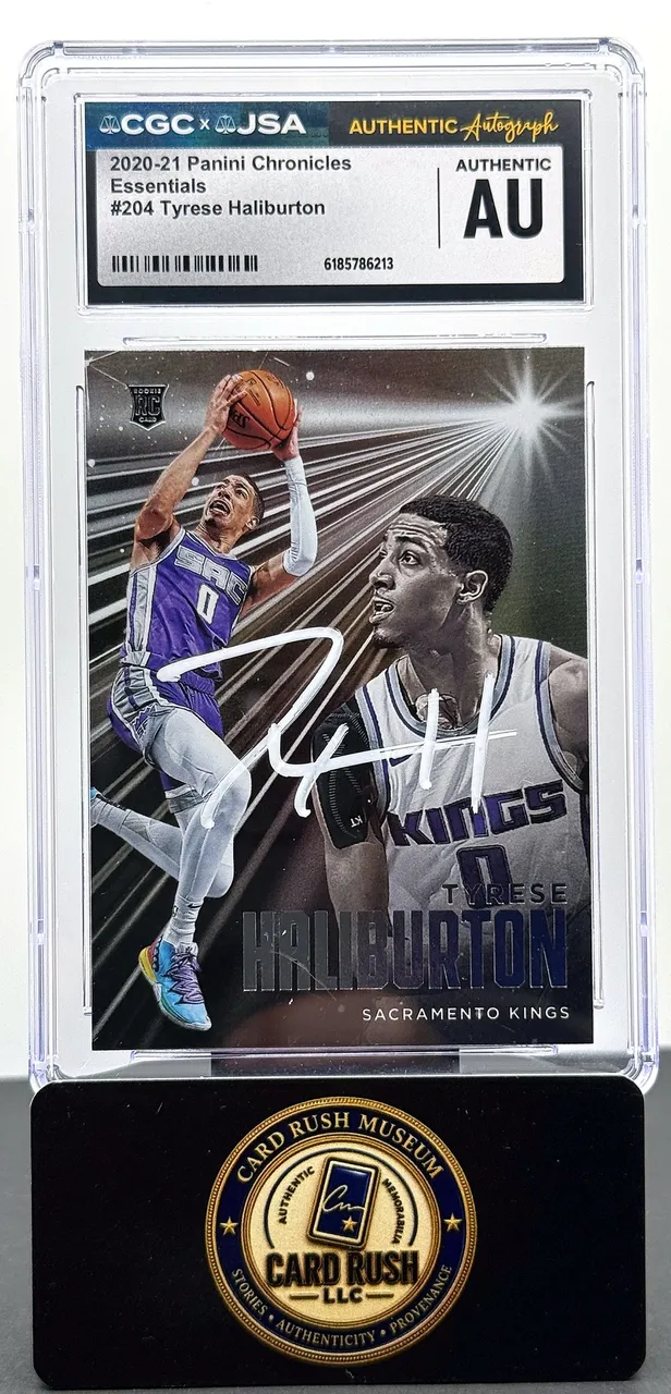 2020-21 Panini Chronicles Essentials Tyrese Haliburton RC Auto CGC/JSA Authentic Autograph