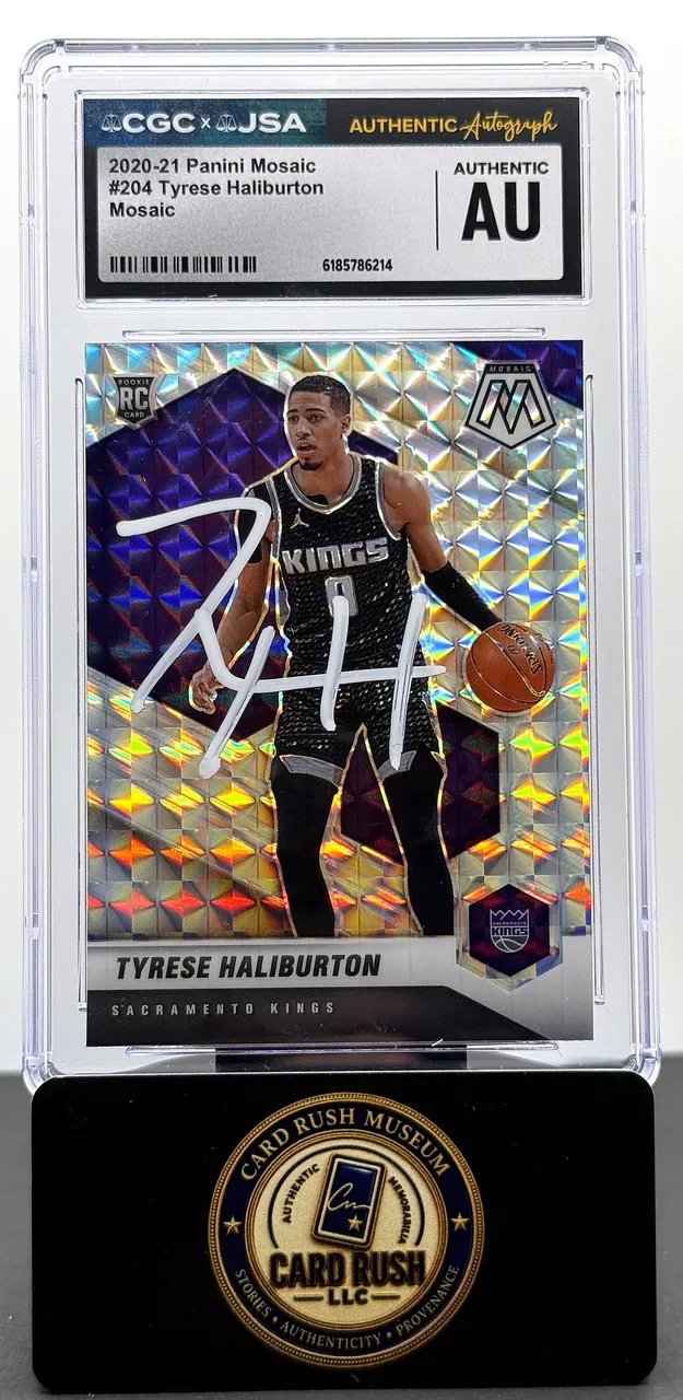 2020-21 Panini Mosaic #204 Tyrese Haliburton RC Rookie Card CGC/JSA Authentic Autograph
