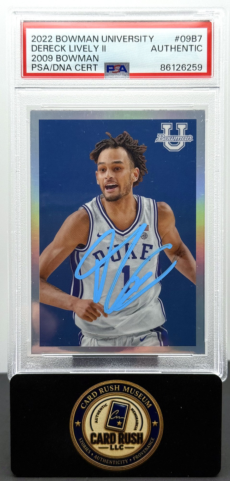 2022 Bowman University 2009 Bowman #09B7 Dereck Lively II Auto PSA/DNA Authentic, front