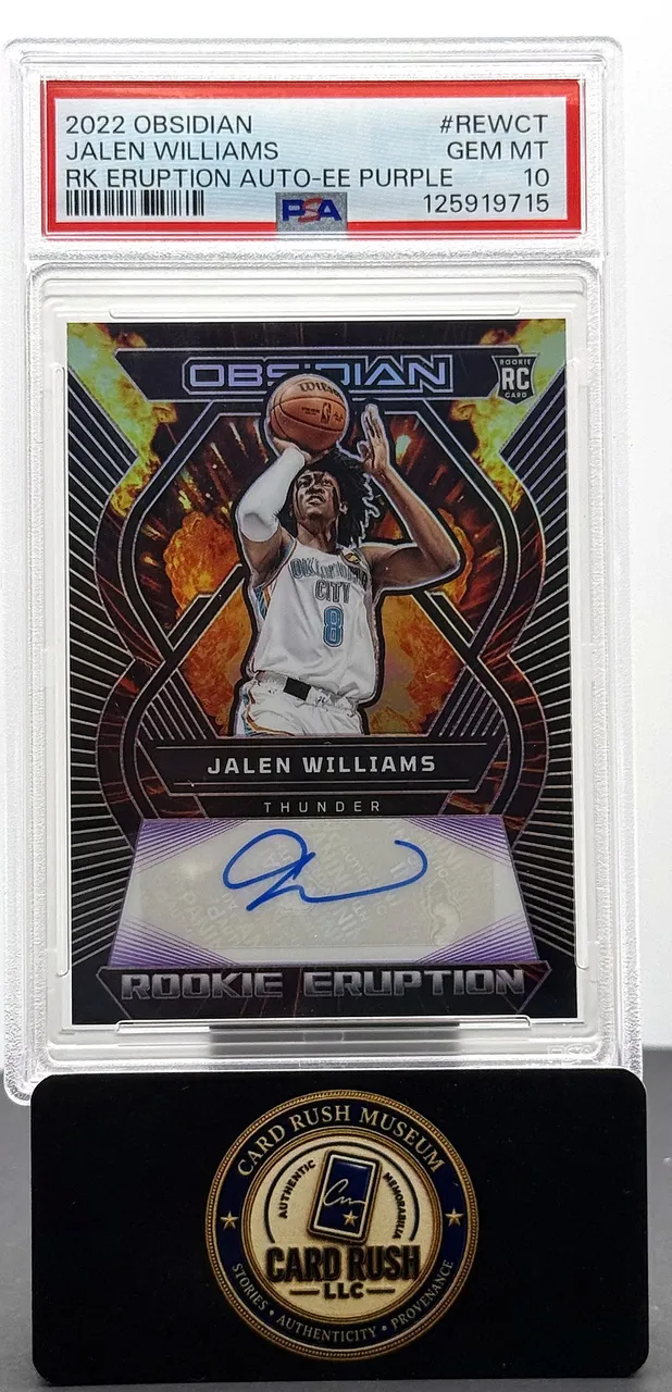 2022 Panini Obsidian Rookie Eruption Auto Electric Etch Purple #RE-WCT Jalen Williams RC /75 PSA 10