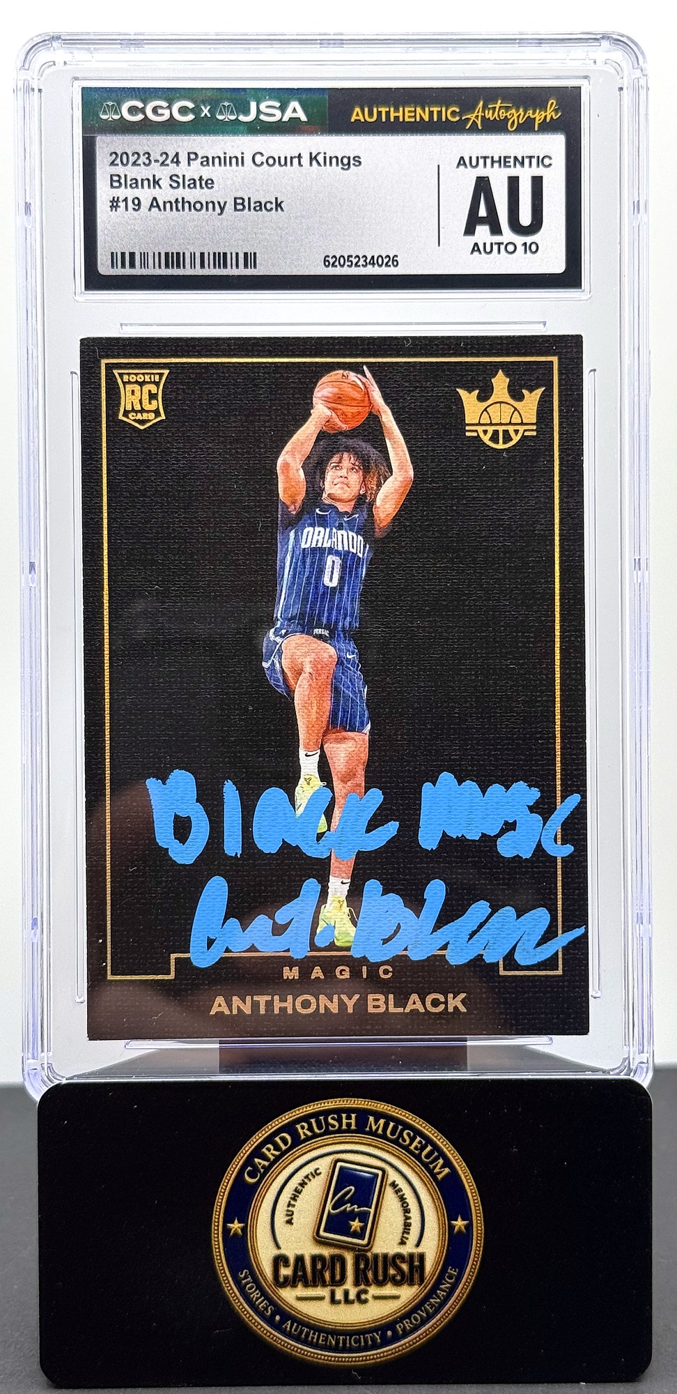 2023-24 Panini Court Kings Blank Slate #19 Anthony Black RC Auto CGC/JSA Authentic Autograph Auto 10, front