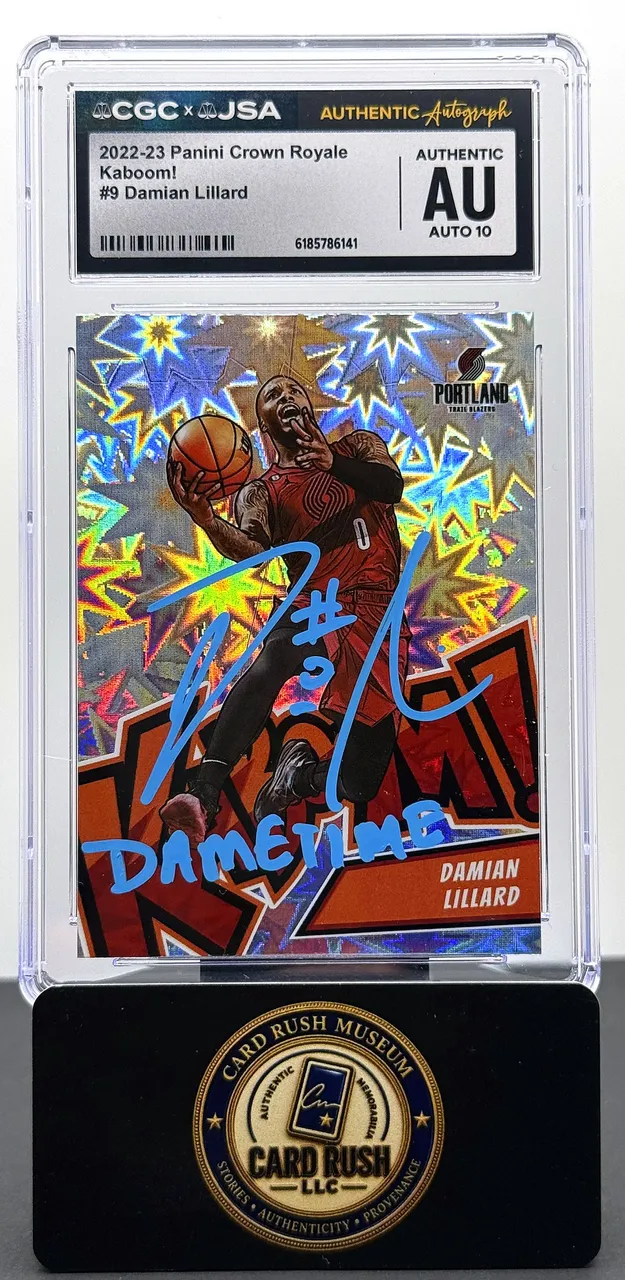 2022-23 Panini Crown Royale Kaboom! #9 Damian Lillard Auto CGC/JSA Authentic Autograph Auto 10