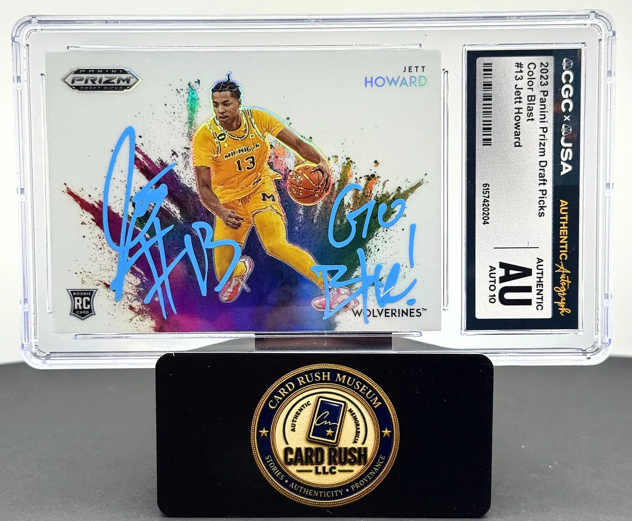 2023 Panini Prizm Draft Picks Color Blast #13 Jett Howard Auto CGC/JSA Authentic Autograph Auto 10