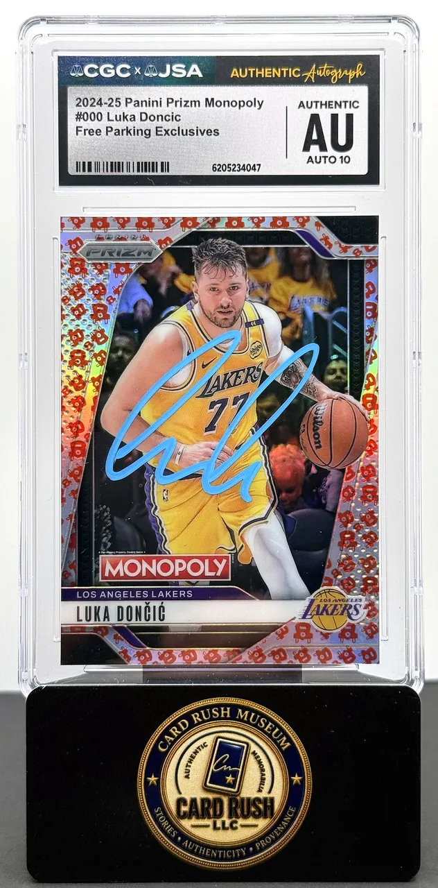 2024-25 Panini Prizm Monopoly #000 Luka Doncic Free Parking Exclusives Auto CGC/JSA Authentic Autograph Auto 10