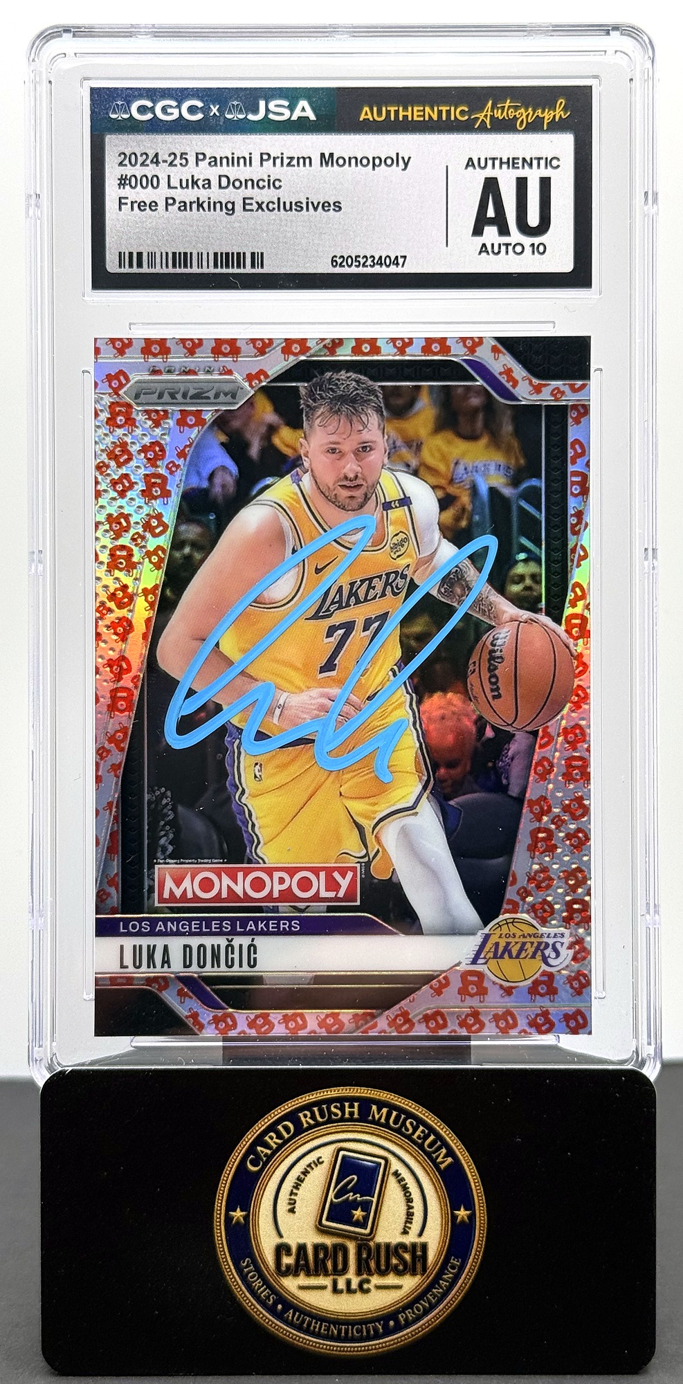 2024-25 Panini Prizm Monopoly #000 Luka Doncic Free Parking Exclusives Auto CGC/JSA Authentic Autograph Auto 10, front