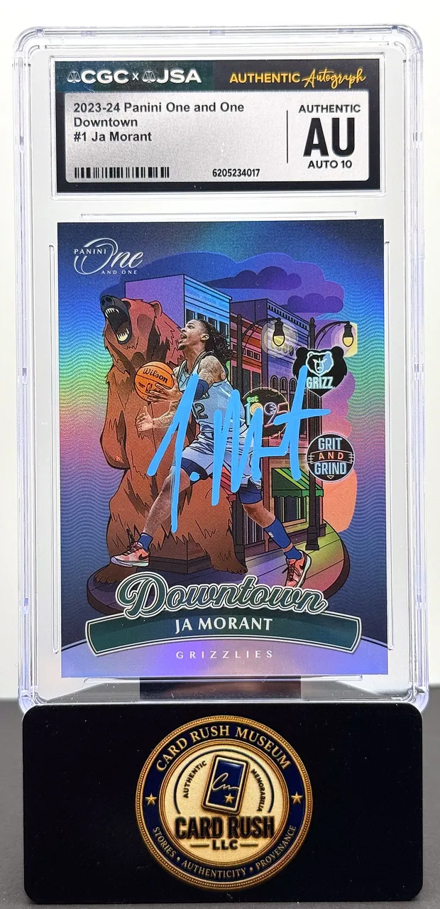 2023-24 Panini One and One Downtown #1 Ja Morant Auto CGC/JSA Authentic Autograph Auto 10