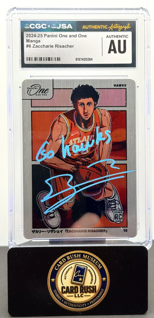 2024-25 Panini One and One Manga #6 Zaccharie Risacher RC Auto CGC/JSA Authentic Autograph