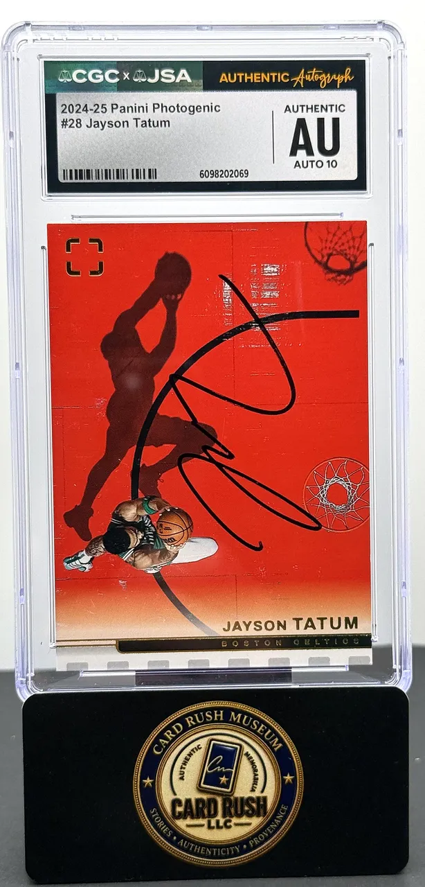 2024-25 Panini Photogenic #28 Jayson Tatum Auto CGC/JSA Authentic Autograph Auto 10