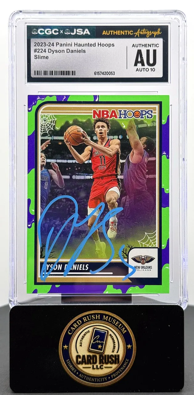 2023-24 Panini Haunted Hoops Slime #224 Dyson Daniels Auto CGC/JSA Authentic Autograph Auto 10