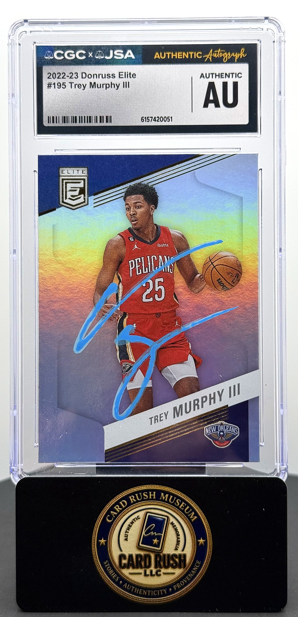 2022-23 Donruss Elite #195 Trey Murphy III Auto CGC/JSA Authentic Autograph, front