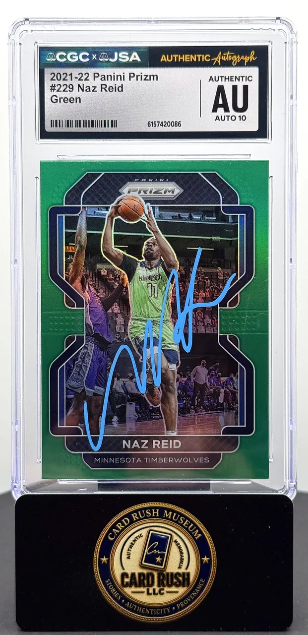 2021-22 Panini Prizm #229 Naz Reid Green Auto CGC/JSA Authentic Autograph Auto 10