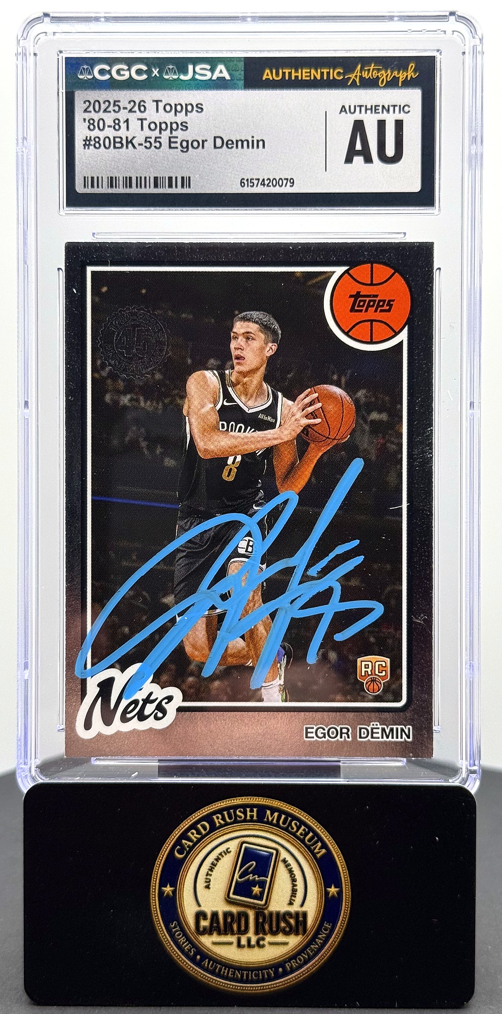 2025-26 Topps '80-81 Topps #80BK-55 Egor Demin RC Auto CGC/JSA Authentic Autograph, front
