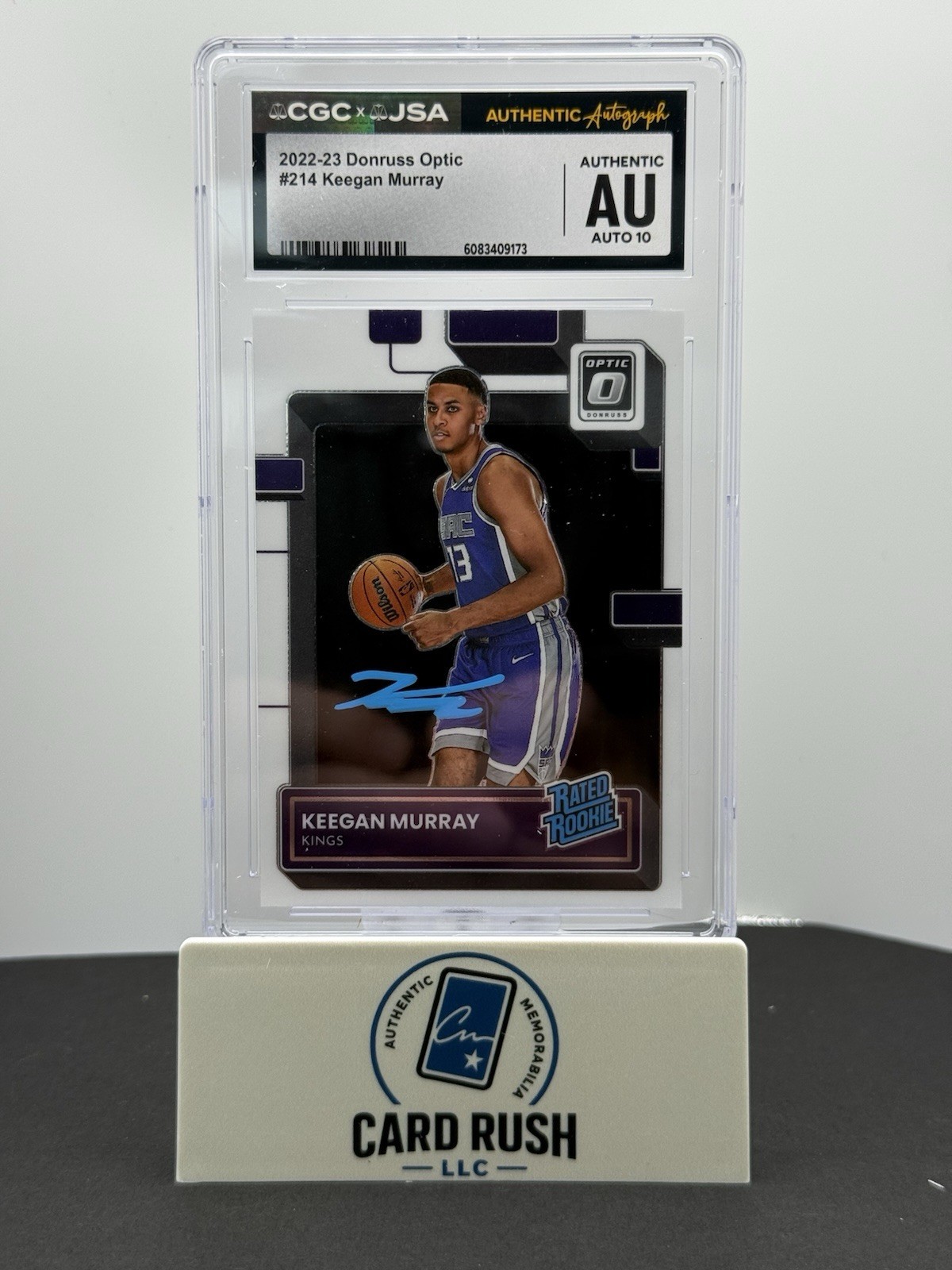 2022-23 Donruss Optic Rated Rookie Keegan Murray IP Auto 10 CGC/JSA Authentic, front
