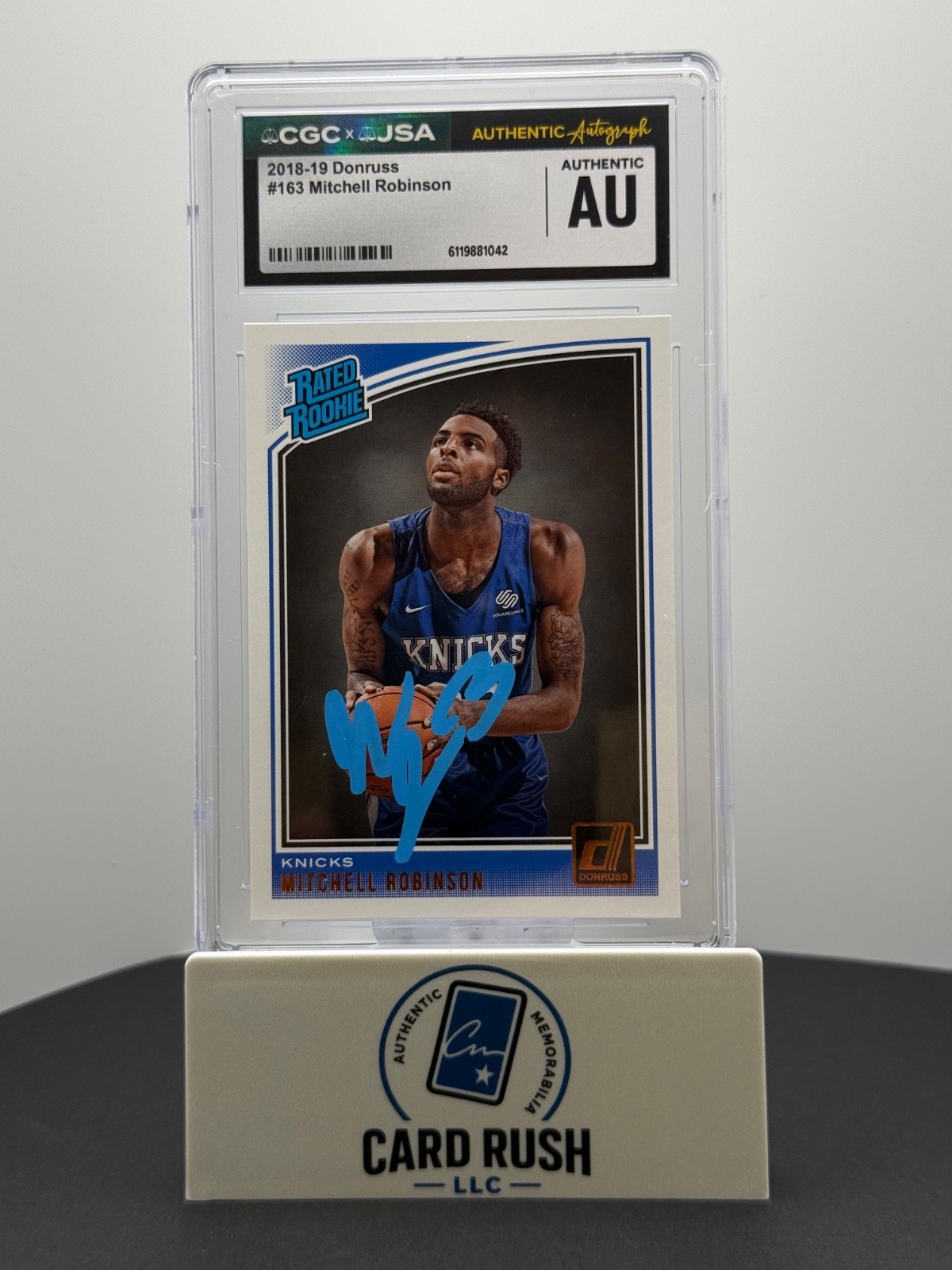 2018-19 Donruss Mitchell Robinson Rated Rookie IP Auto CGC Authentic, front