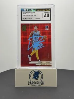Desmond Bane 2023-24 Donruss Elite International Hyper Red CGC Authentic IP Auto