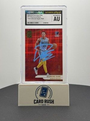 Desmond Bane 2023-24 Donruss Elite International Hyper Red CGC Authentic IP Auto, front