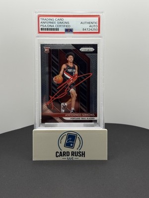 2018-19 Panini Prizm Anfernee Simons RC #61 In-Person Auto CGC/JSA Authentic, front