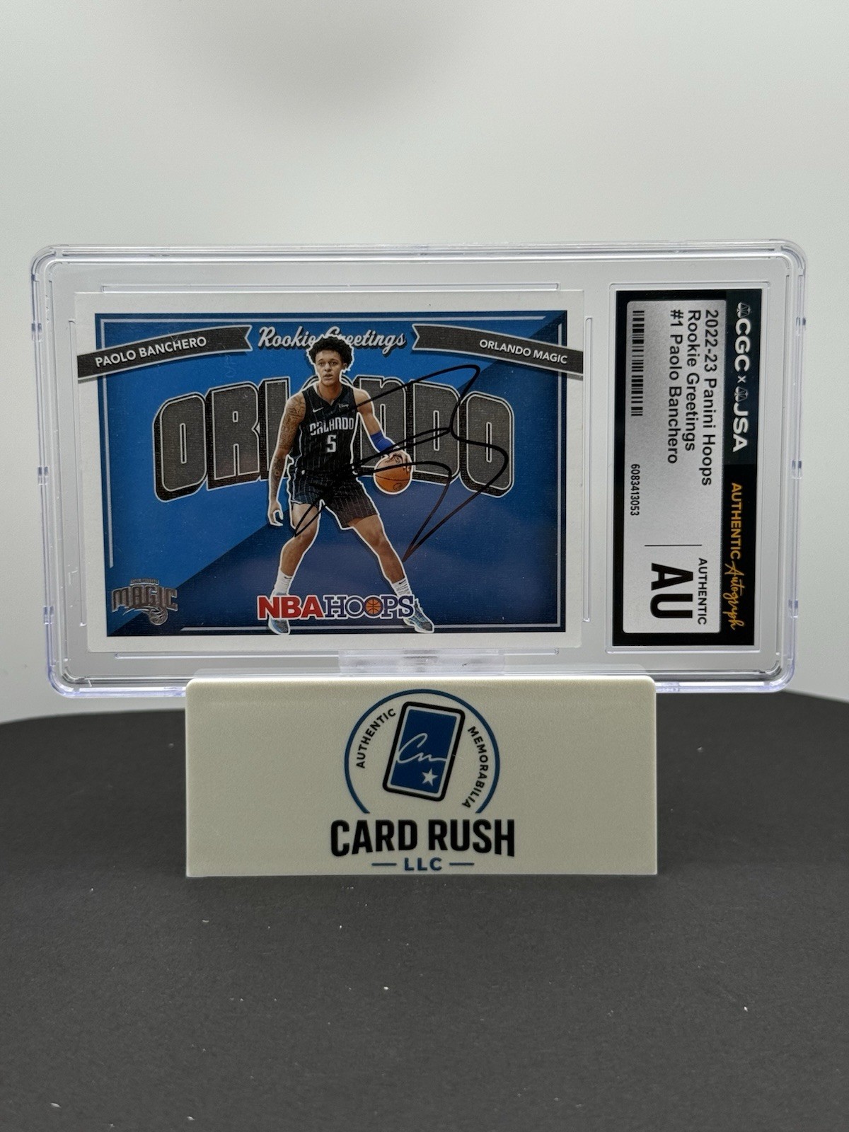 2022-23 Panini Hoops Rookie Greetings Paolo Banchero In Person Auto CGC Authentic, front