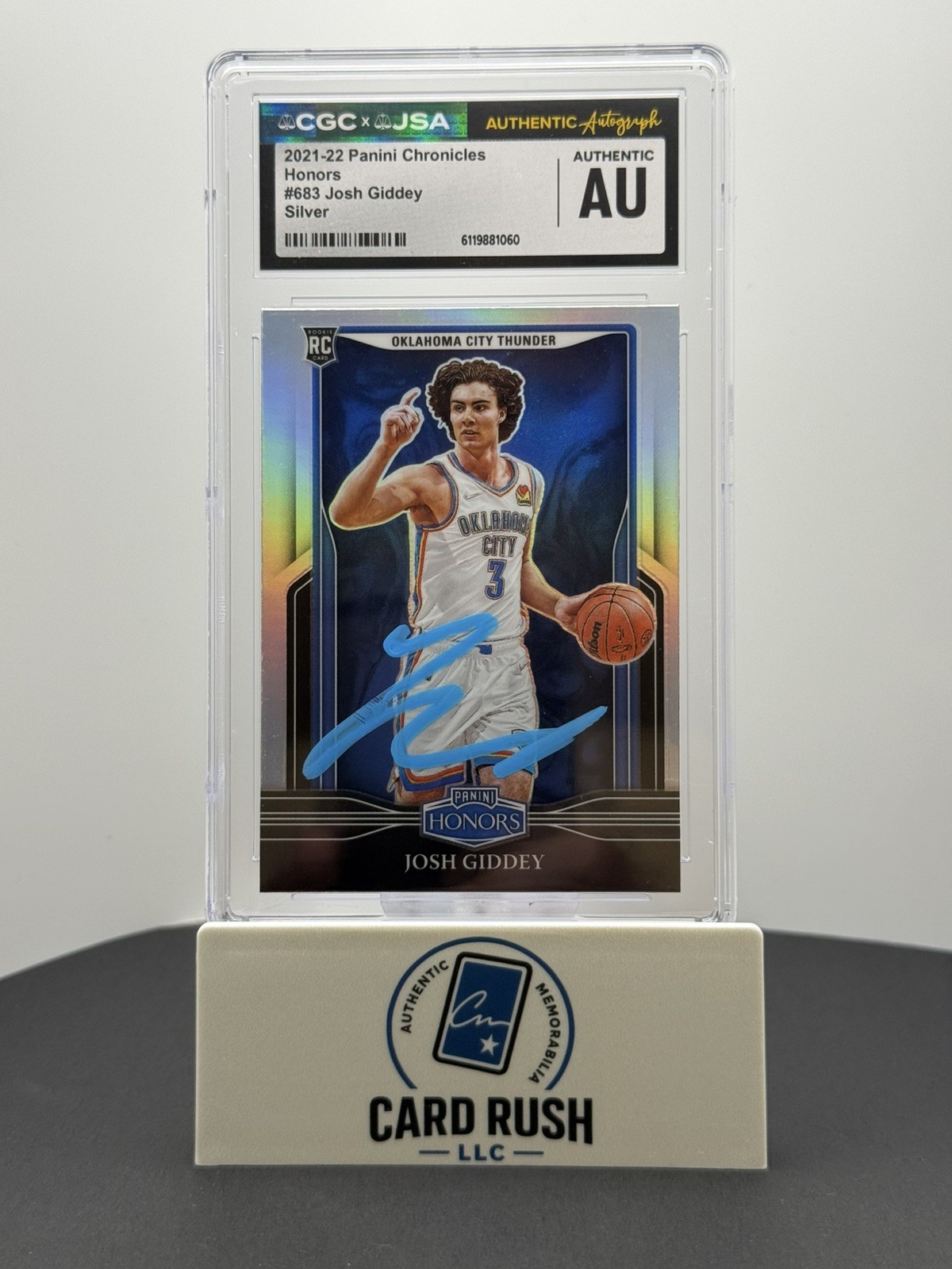Josh Giddey 2021-22 Panini Chronicles Honors Silver Prizm Holo RC #683 Thunder, front