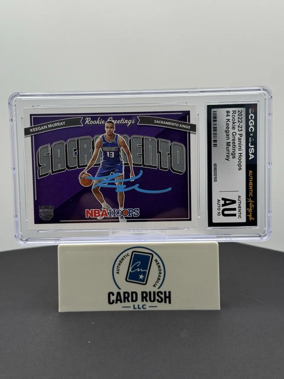 2022-23 Panini Hoops Rookie Greetings Keegan Murray IP CGC/JSA Auto 10 Grade