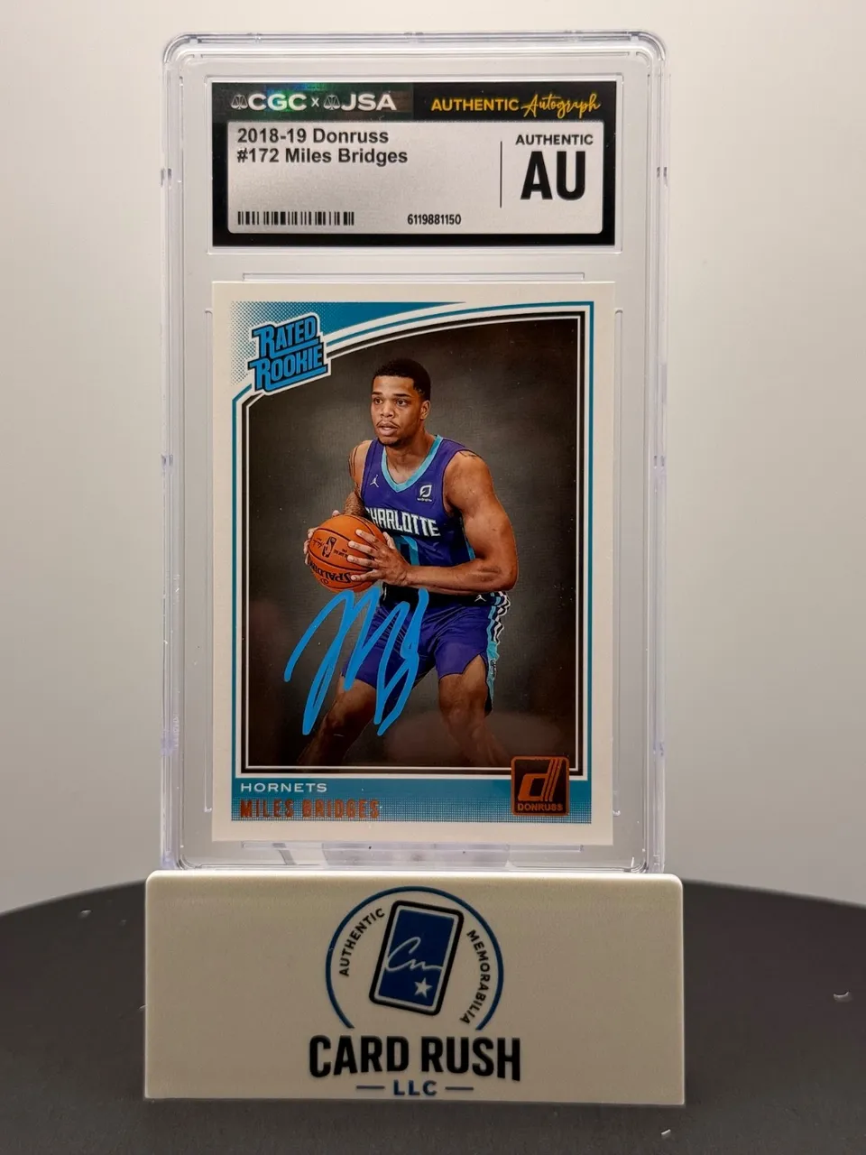 2018-19 Donruss Rated Rookie Miles Bridges IP Auto CGC/JSA Authentic