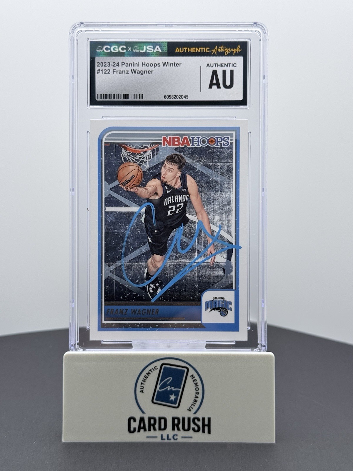 2023-24 Hoops Winter Franz Wagner In-Person Autograph CGC/JSA Authentic, front