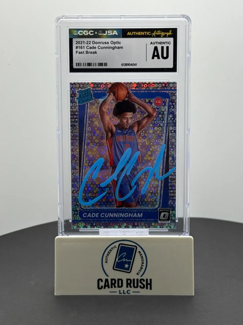2021-22 Panini Donruss Optic Rated Rookie Cade Cunningham Fast Break IP Auto CGC