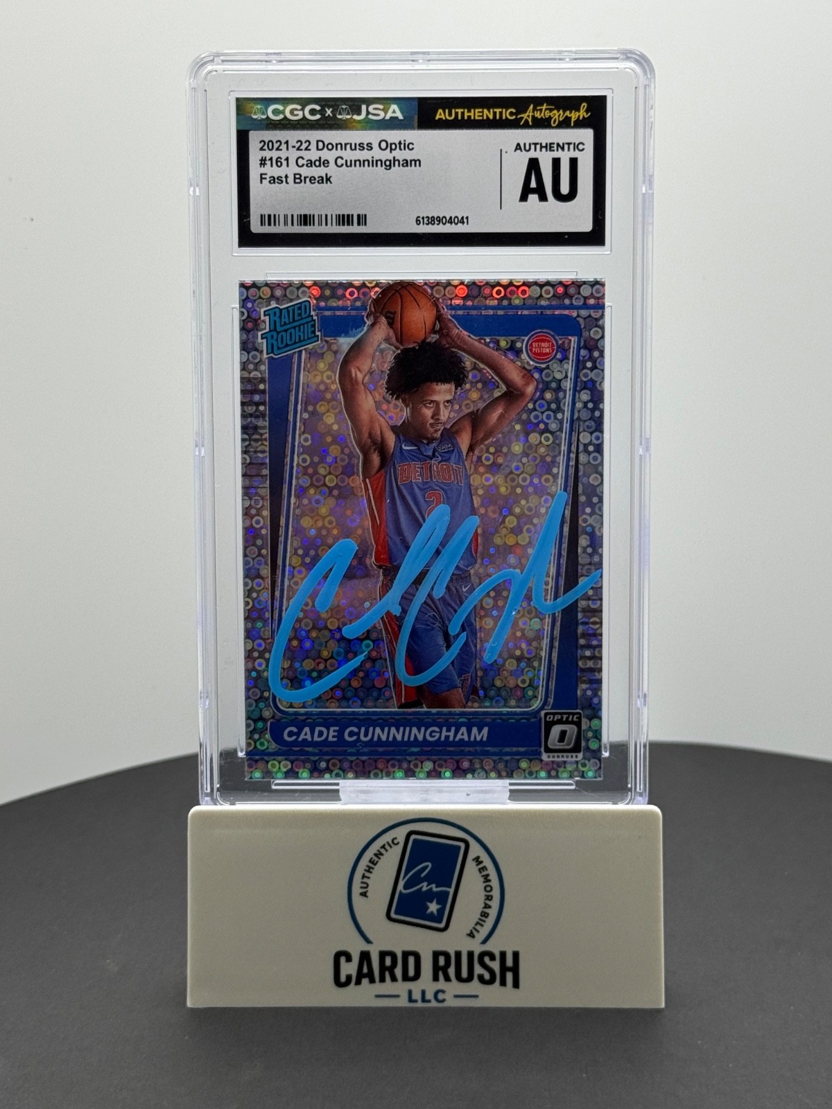 2021-22 Panini Donruss Optic Rated Rookie Cade Cunningham Fast Break IP Auto CGC, front
