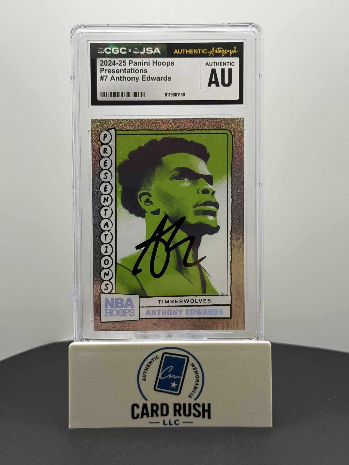 2024 Panini Hoops Anthony Edwards Presentations IP Auto CGC Authentic, front