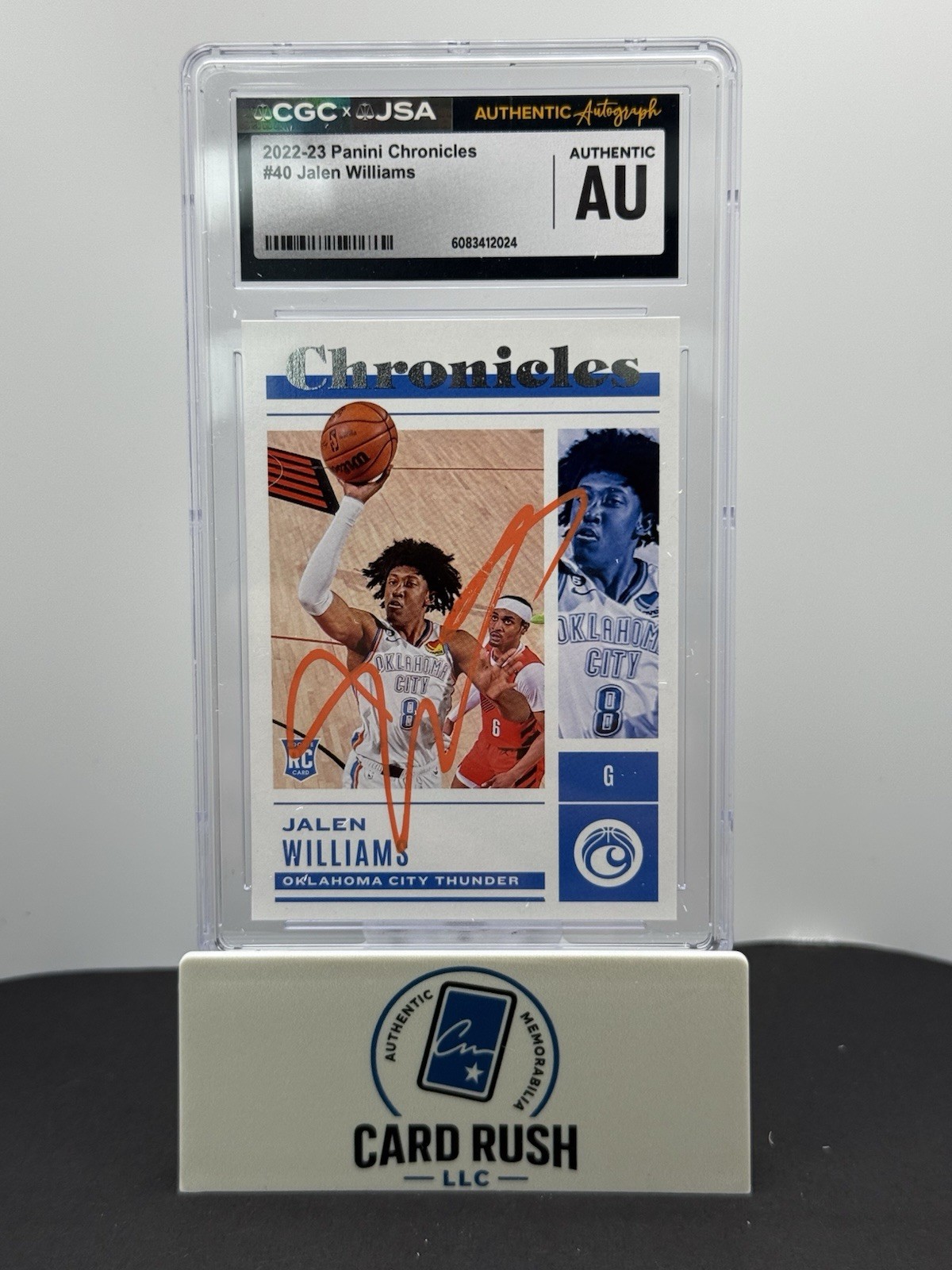 2022-23 Panini Chronicles Jalen Williams RC IP Autograph CGC/JSA Authentic, front