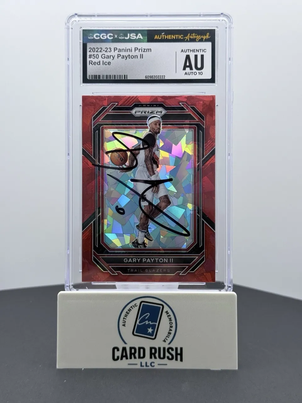 2022-23 Panini Prizm Gary Payton II Red Ice IP Autograph CGC/JSA Graded Auto 10