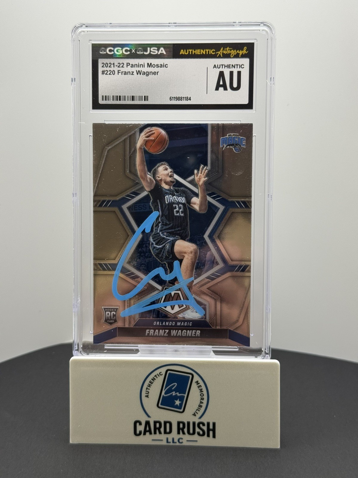 2021-22 Panini Mosaic Franz Wagner RC IP Auto CGC Authentic, front