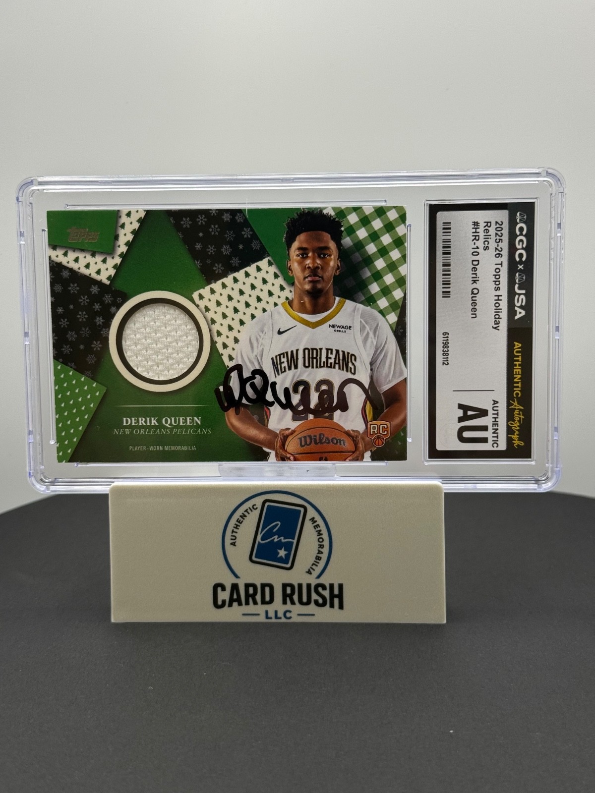 2025-26 Topps Holiday - Holiday Relics Derik Queen RC IP Auto CGC Authentic, front