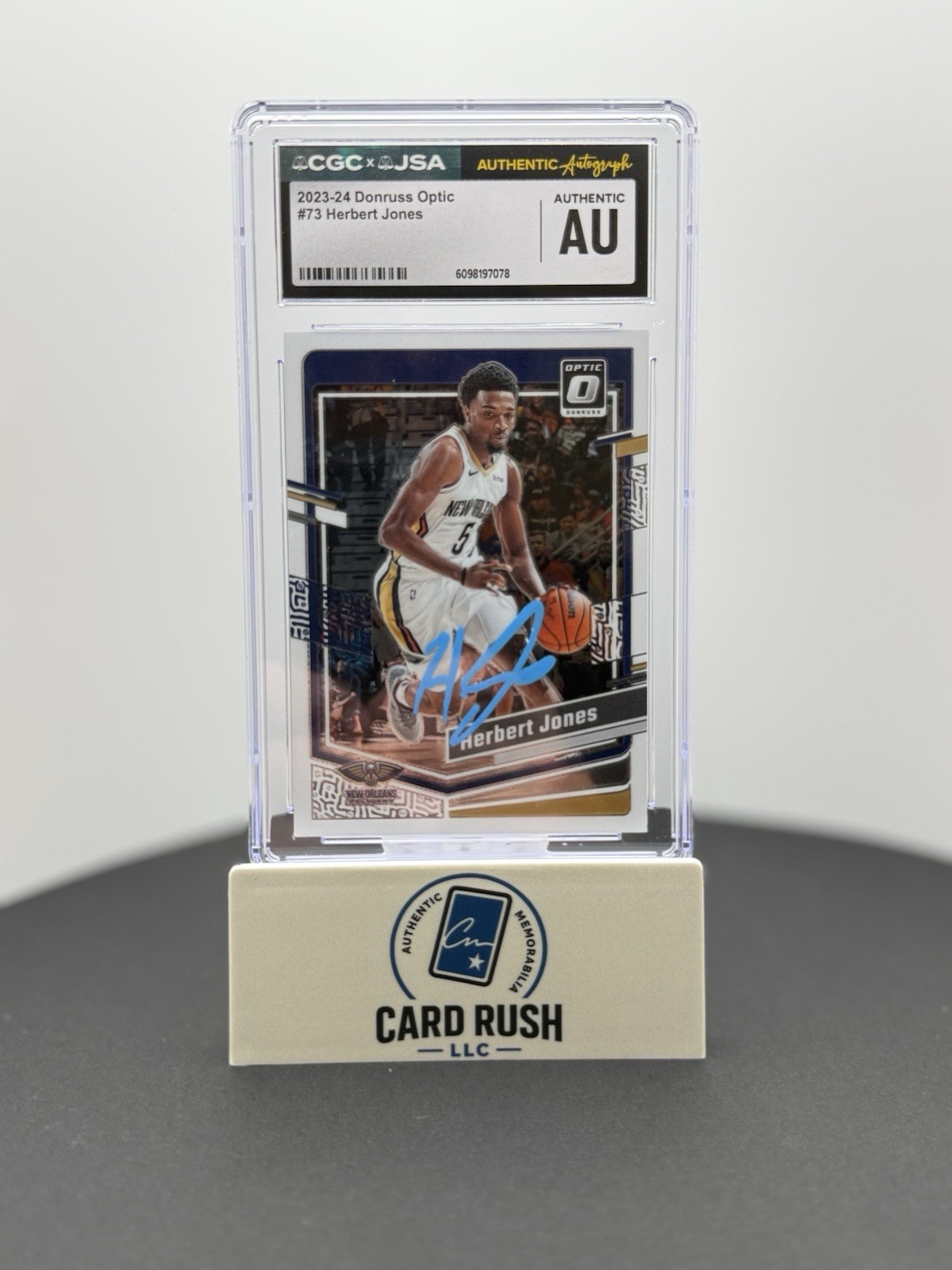 2023-24 Donruss Optic Herbert Jones In-Person Autograph CGC/JSA Authentic, front