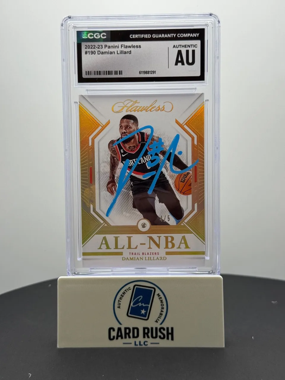 2022-23 Panini Flawless Damian Lillard 4/5 In-Person Autograph CGC/JSA Authentic