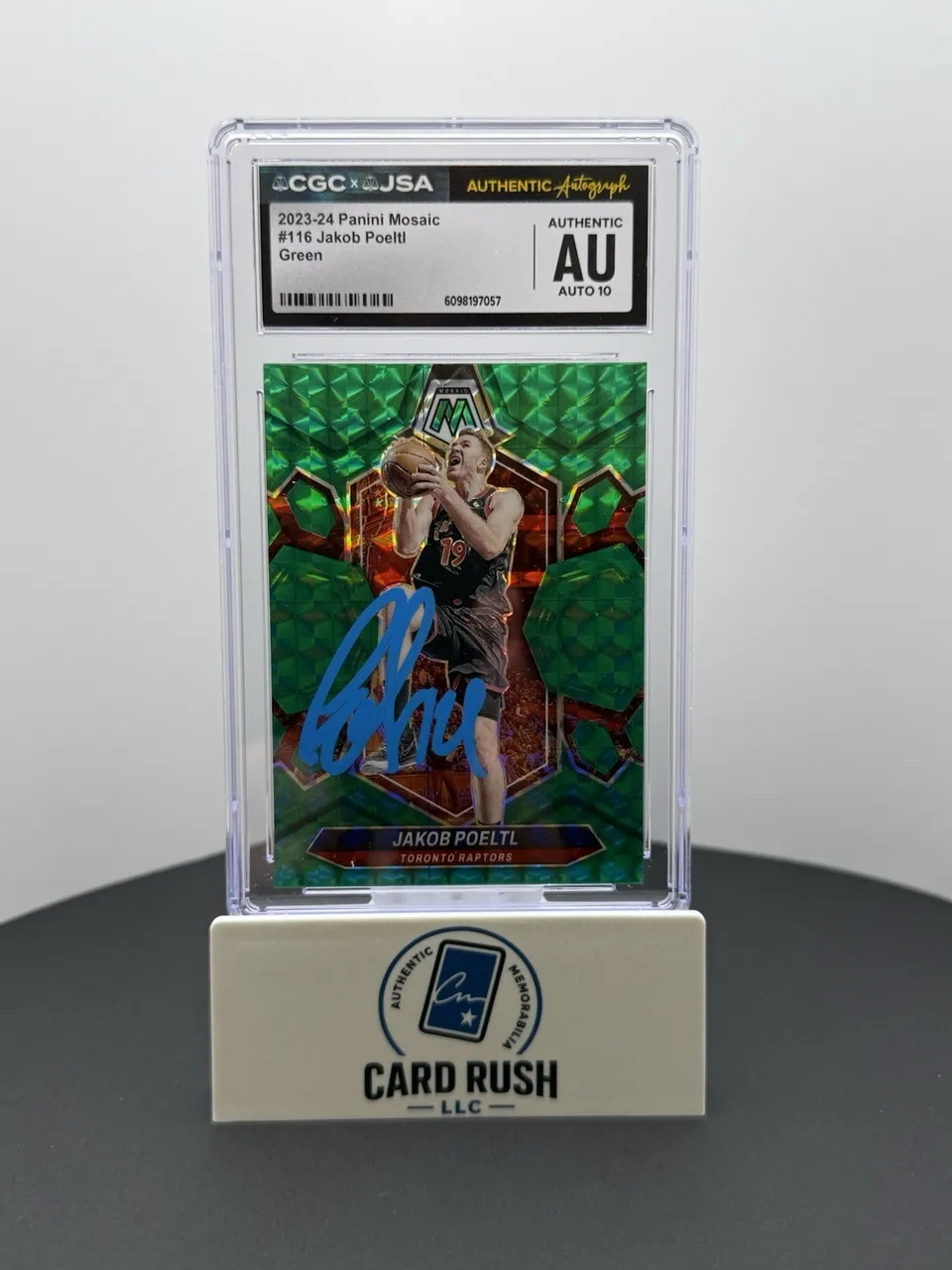 2023-24 Panini Mosaic Jakob Poelti Green In-Person CGC/JSA Auto 10 Grade