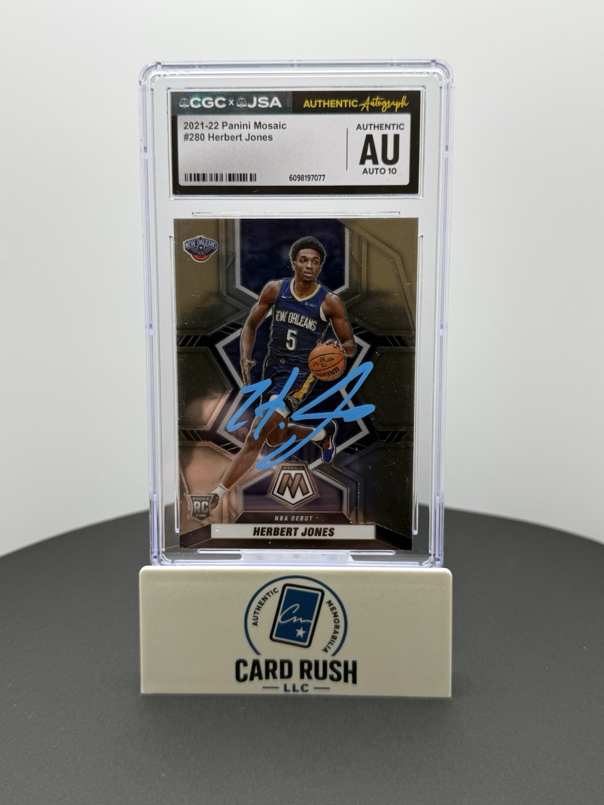 2021-22 Panini Mosaic Herbert Jones RC In-Person Autograph CGC/JSA Auto 10 Grade, front