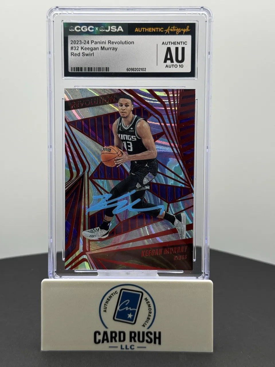 2023-24 Panini Revolution Red Swirl /199 Keegan Murray IP CGC/JSA Auto 10 Grade