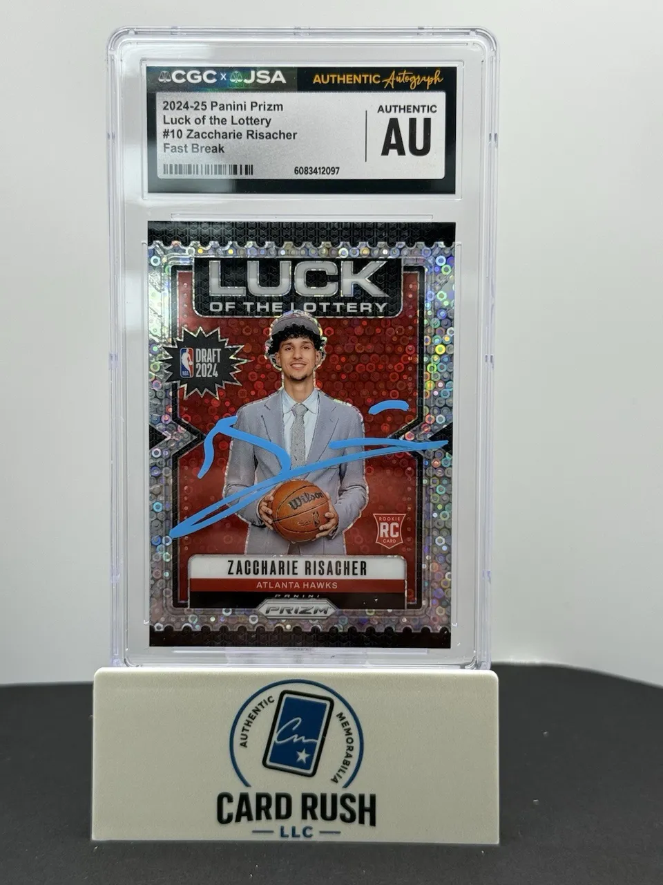 2024-25 Panini Prizm Luck of the Lottery Zaccharie Risacher Fast Break IP Auto