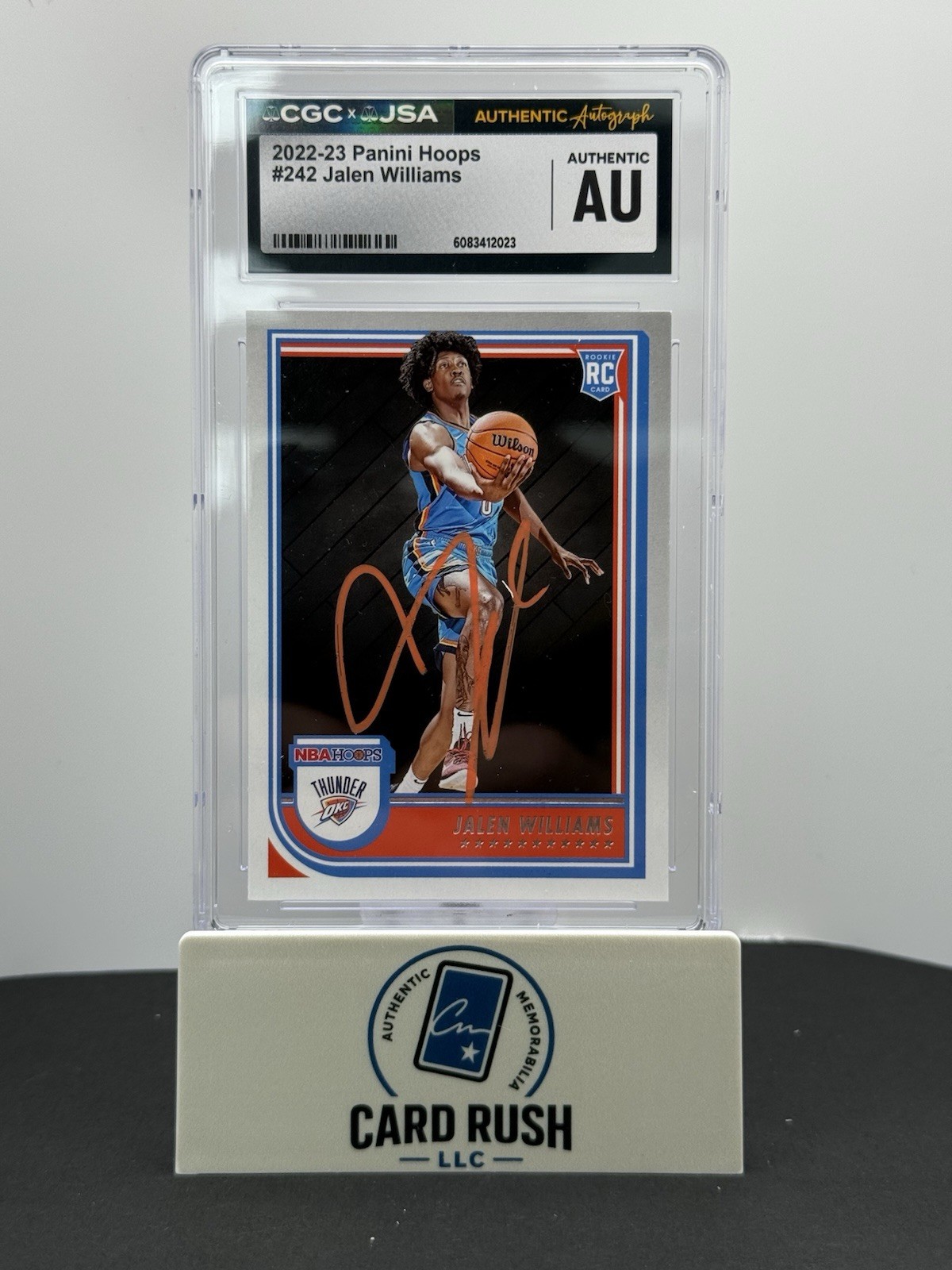 2022-23 Panini Hoops Jalen Williams RC In Person Autograph CGC/JSA Authentic, front