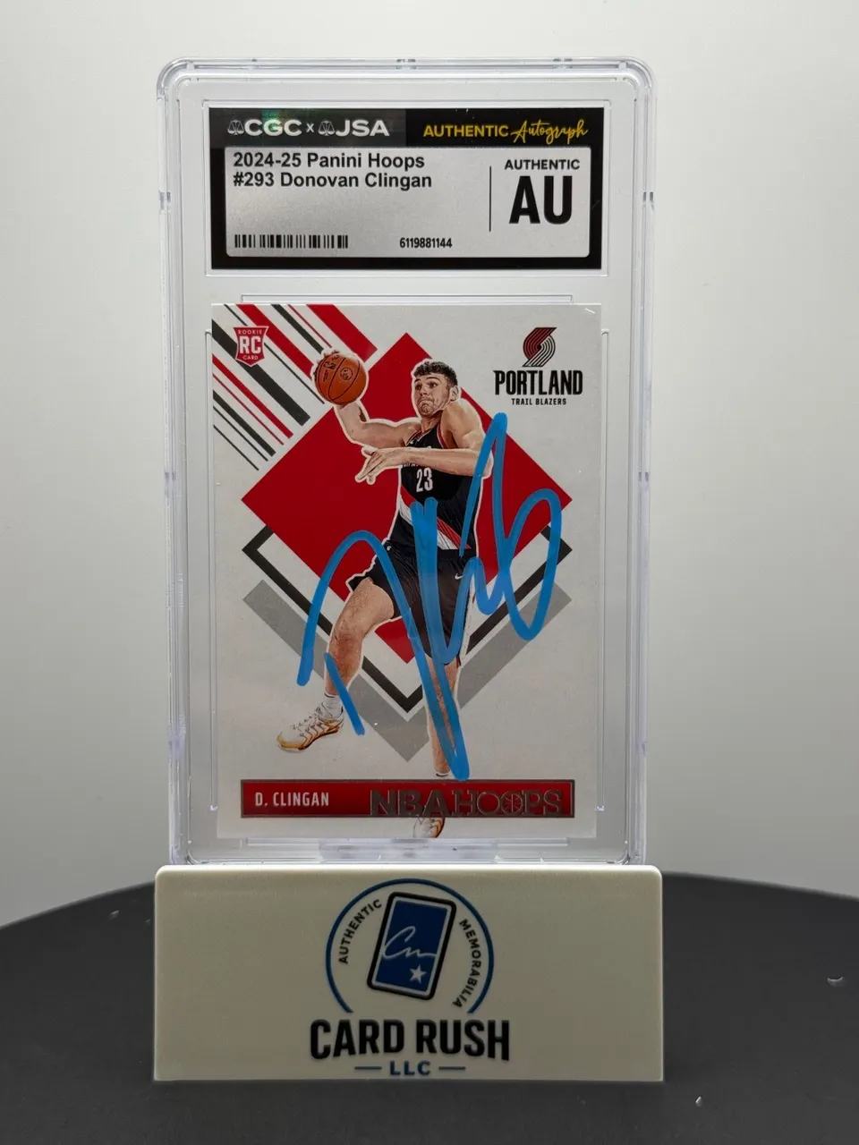 2024-25 Panini NBA Hoops Tribute Donovan Clingan RC IP Auto CGC Authentic