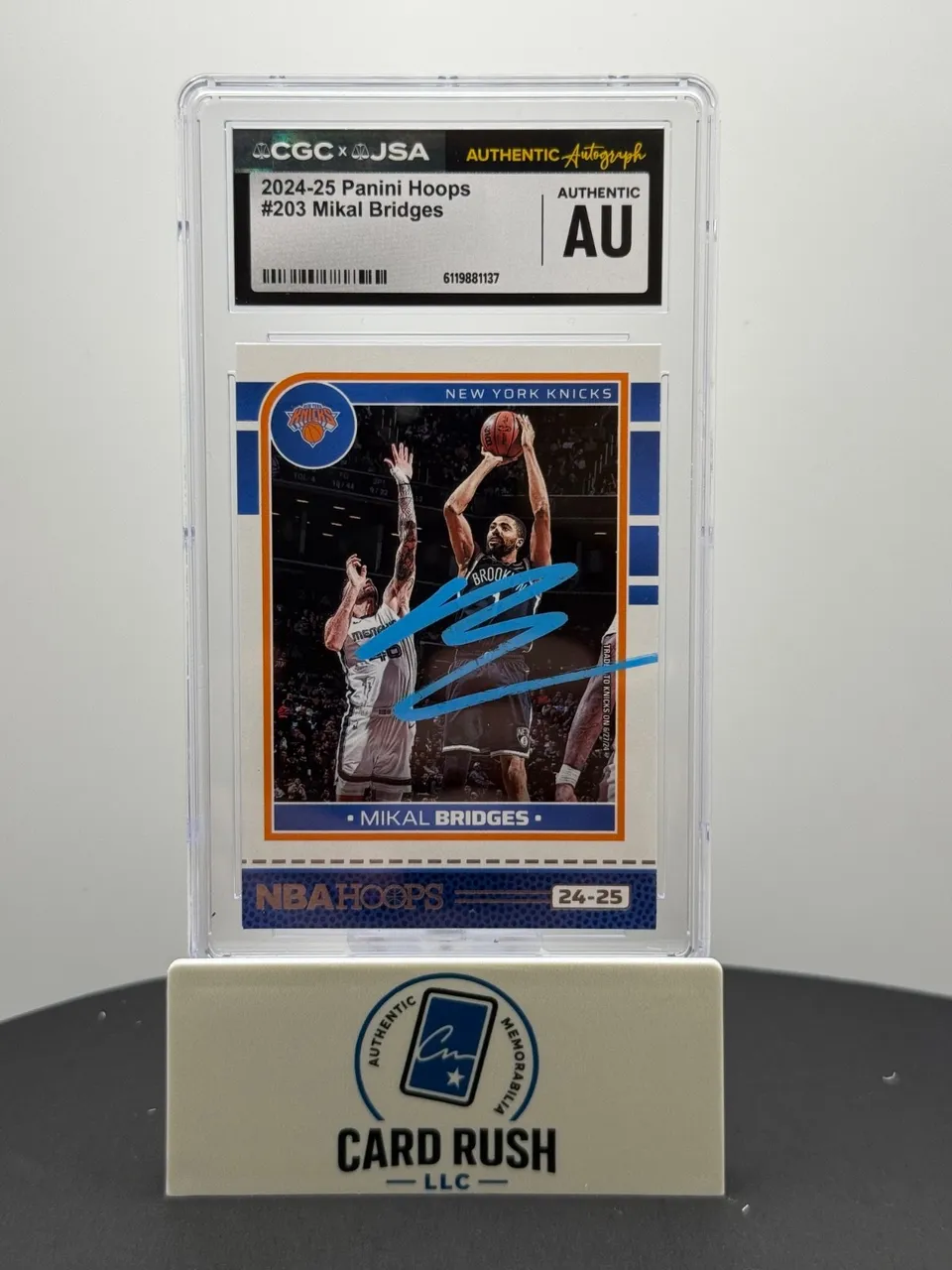 2024-25 Panini NBA Hoops Basketball Mikal Bridges IP Auto CGC Authentic