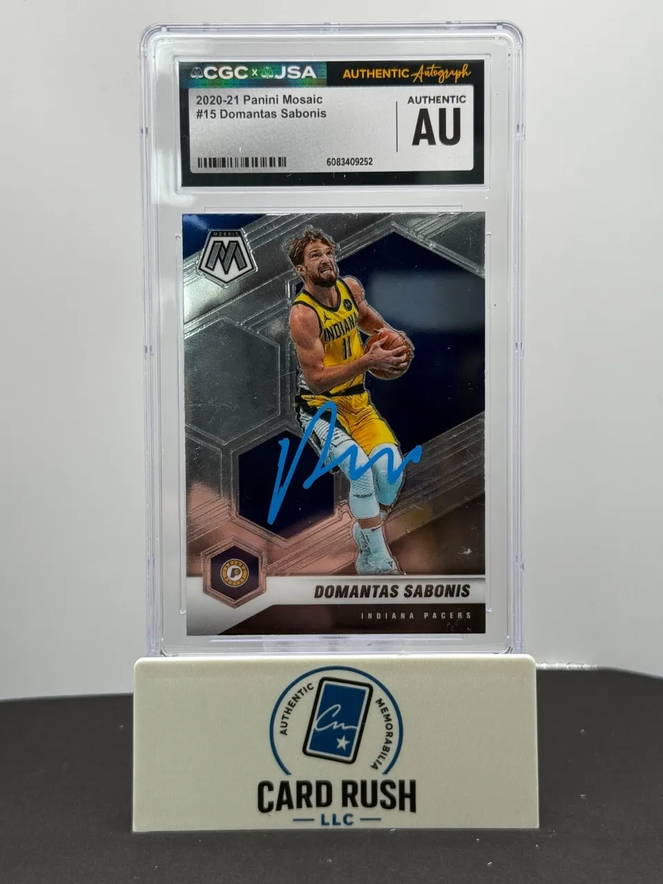 2020-21 Panini Mosaic #15 Domantas Sabonis In-Person Auto CGC/JSA Authentic