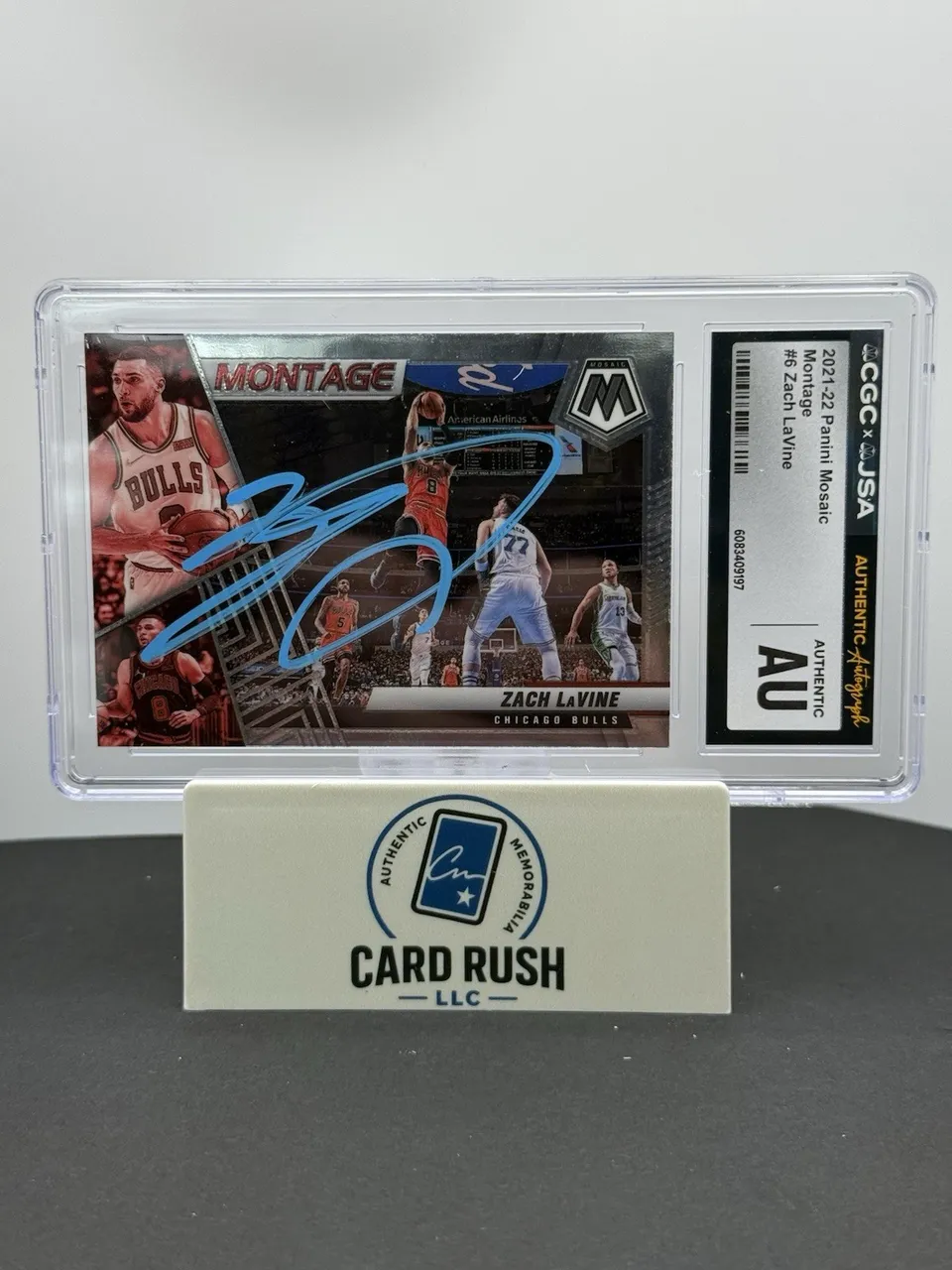 2021-22 Panini Mosaic Montage Zach LaVine In Person Autograph CGC/JSA Authentic